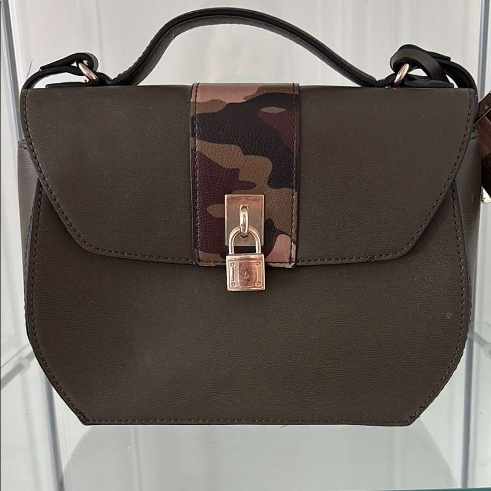 Nine West Olive Satchel with Camouflage Detail